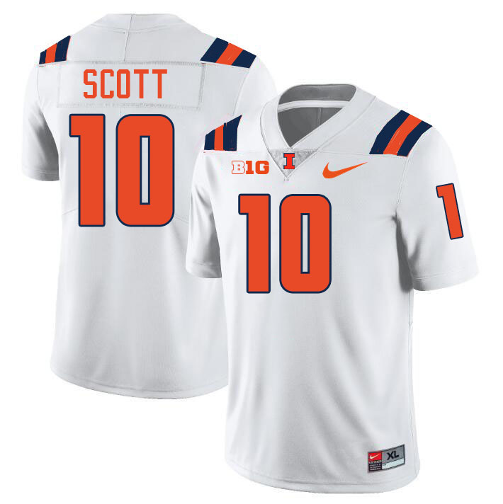 Men #10 Miles Scott Illinois Fighting Illini College Football Jerseys Stitched-White